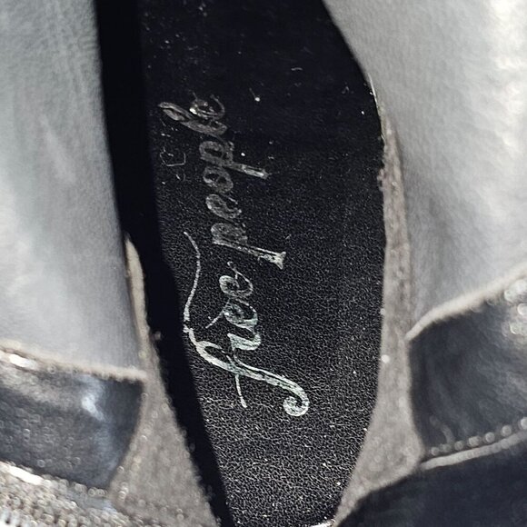 NEW Free People Double Stack Ankle Boot EU Size 40 Black Patent Leather Platform - Picture 11 of 14